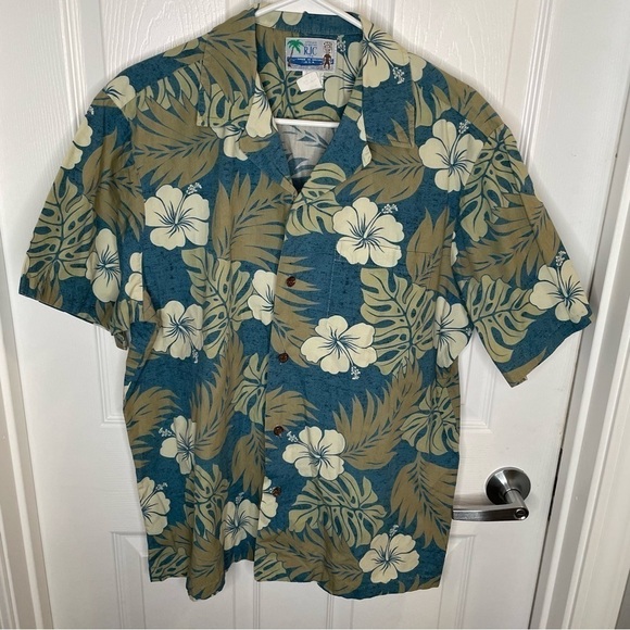Vintage 70s RJC Floral Hawaiian Button Down Shirt L - Picture 1 of 10